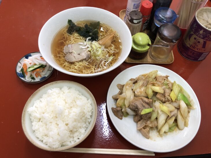 ネギ肉炒め定食＋ラーメン850円